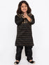 VASTRAMAY Boys' Black Cotton Silk Kurta and Pyjama Set